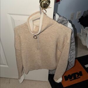 Women’s Beige Half-Zip Sweater